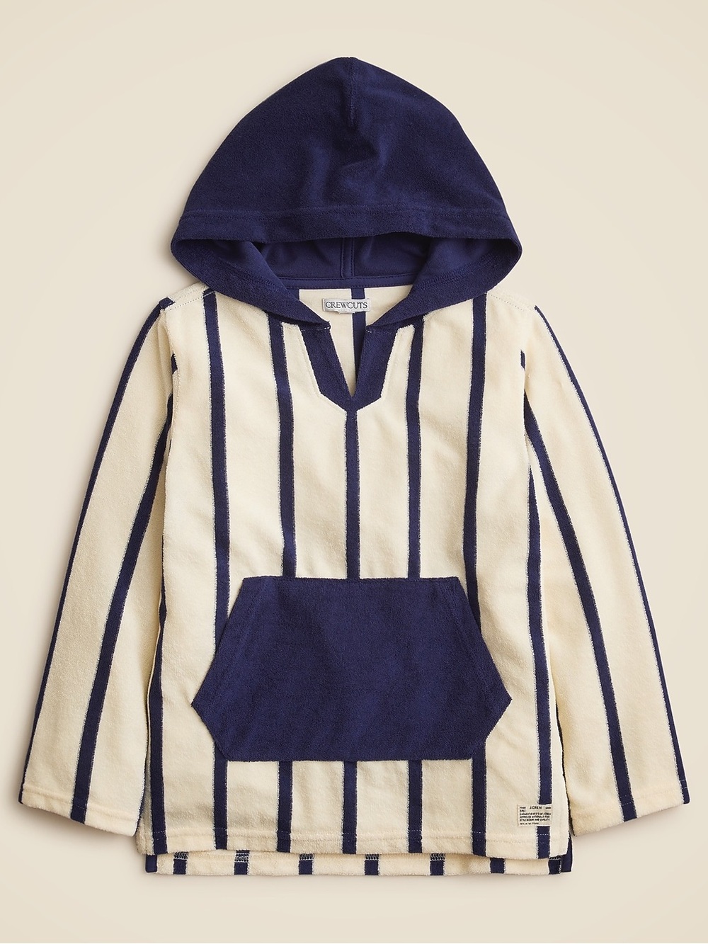 J. Crew Crewcuts Hooded Pullover in Towel Terry Cloth Stripes Beach S (6-7)